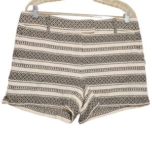 Loft | Women's Mixed Print Cream & Black Riviera Shorts (Size 10)